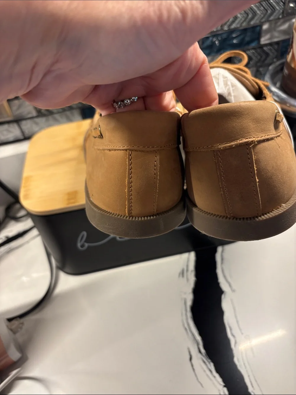 Goodfellow & Co Tan Lace-Up Moc Toe Boat Shoes